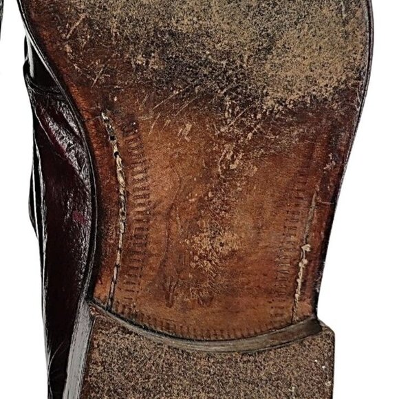 Vintage Mauri Burgundy Alligator Ostrich Exotic Dress Shoes 11.5M Derby Oxfords - Picture 15 of 15